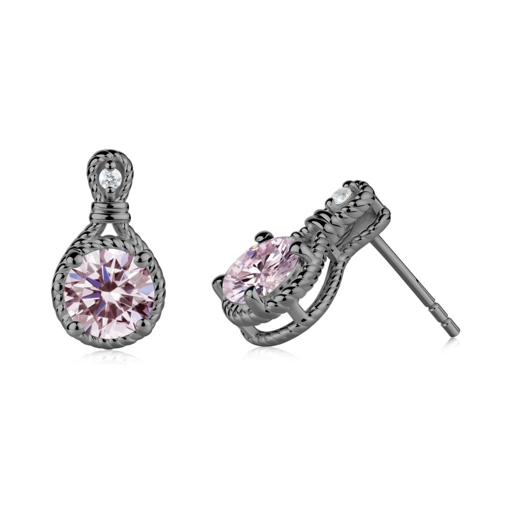 Rope Twist Halo Pink Cubic Zirconia Stud Earrings - LUO Jewelry #metal_black finish sterling silver