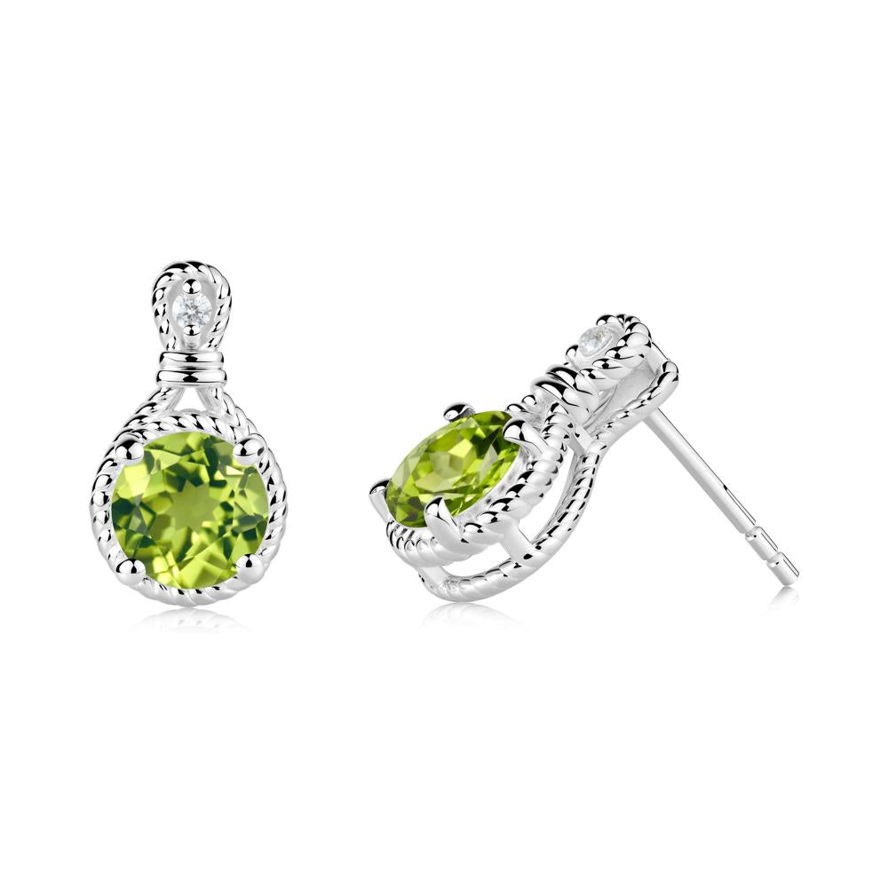 Rope Twist Halo Peridot Stud Earrings - LUO Jewelry #metal_18k white gold