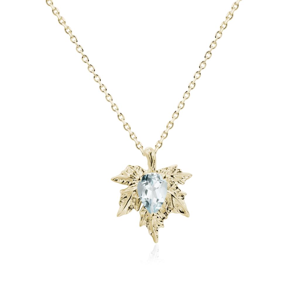 Maple Leaf Aquamarine Necklace - LUO Jewelry #metal_14k yellow gold