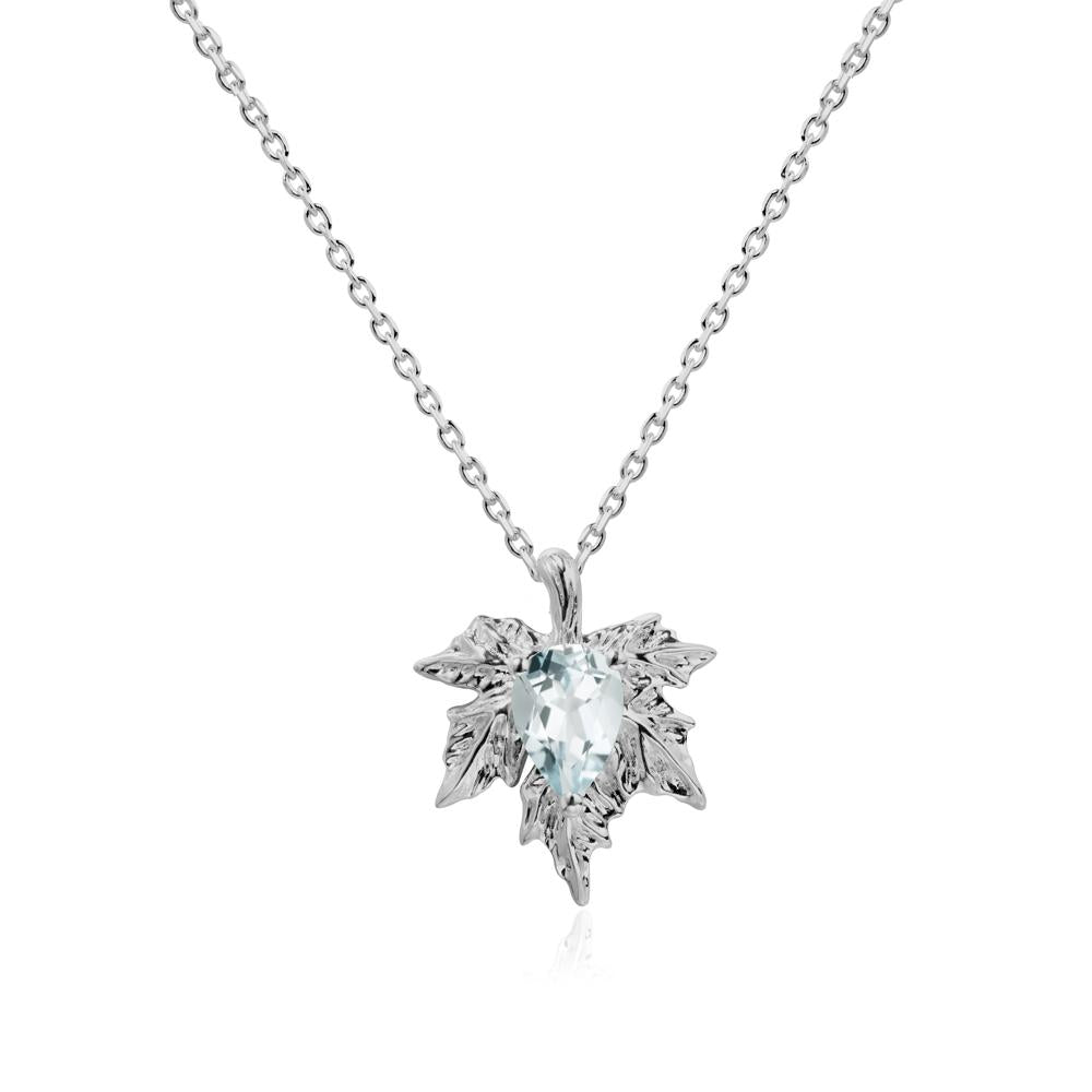 Maple Leaf Aquamarine Necklace - LUO Jewelry #metal_platinum