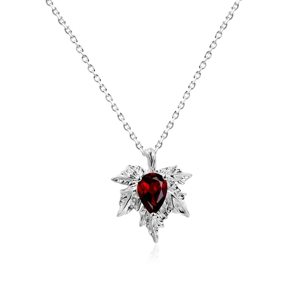 Maple Leaf Garnet Necklace - LUO Jewelry #metal_18k white gold