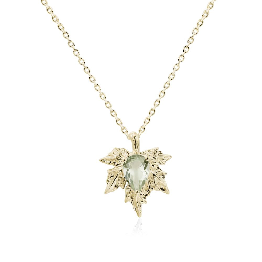 Maple Pear Shaped Green Amethyst Necklace - LUO Jewelry #metal_14k yellow gold
