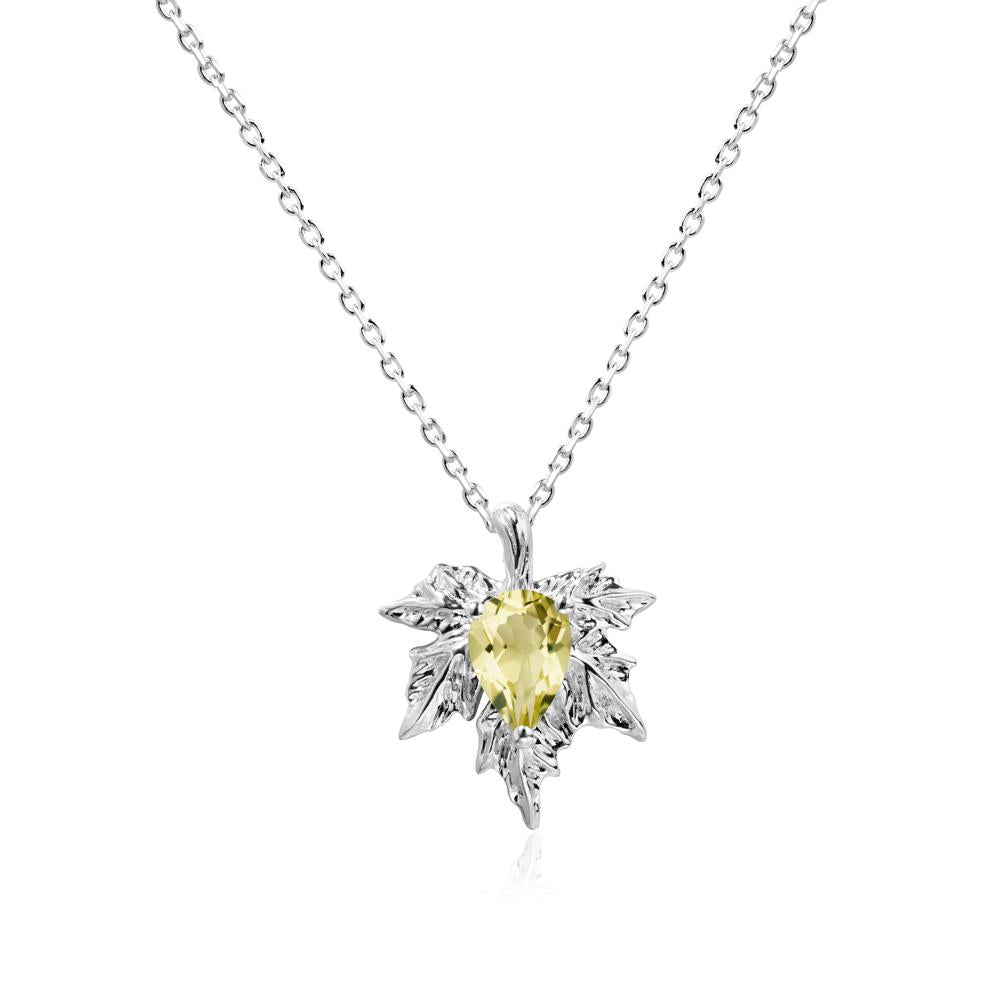 Lemon Quartz Maple Pendant Necklace - LUO Jewelry #metal_18k white gold