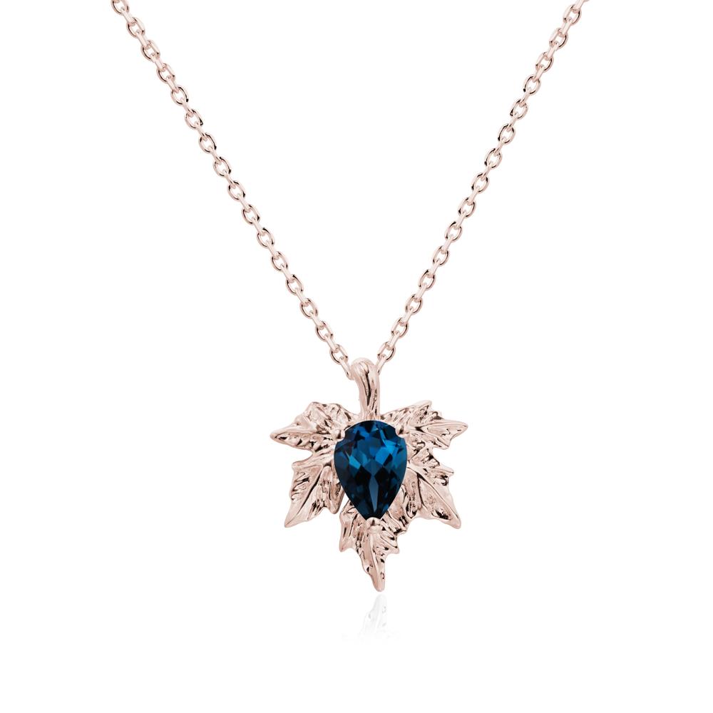 Maple Leaf London Blue Topaz Necklace - LUO Jewelry #metal_14k rose gold