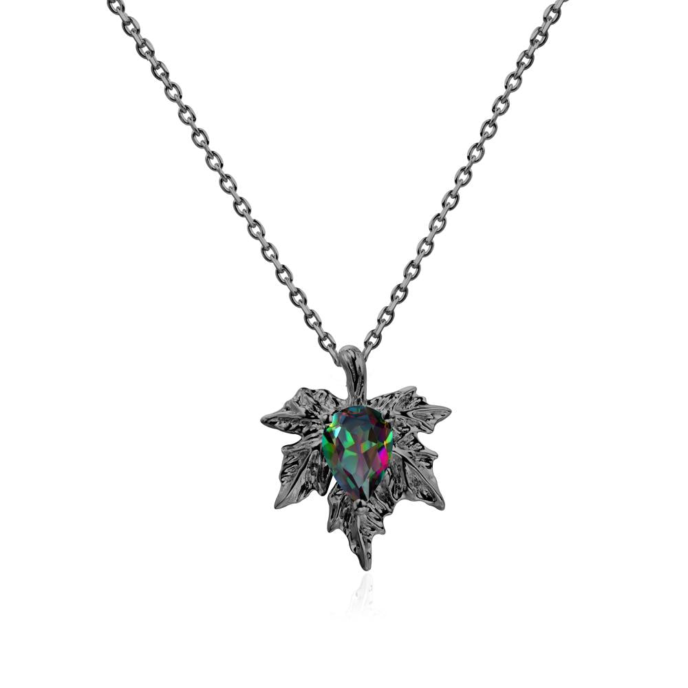 Maple Leaf Mystic Topaz Necklace - LUO Jewelry #metal_black finish sterling silver