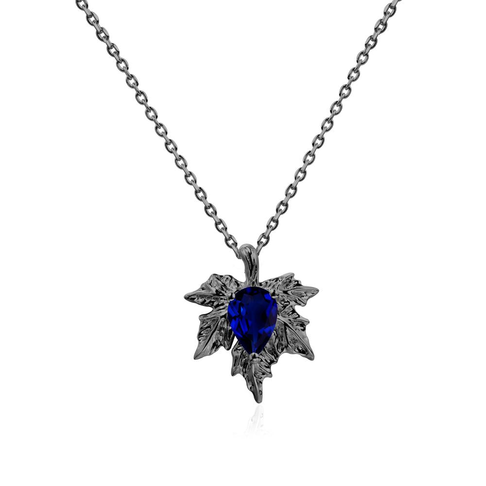 Maple Leaf Sapphire Necklace - LUO Jewelry #metal_black finish sterling silver
