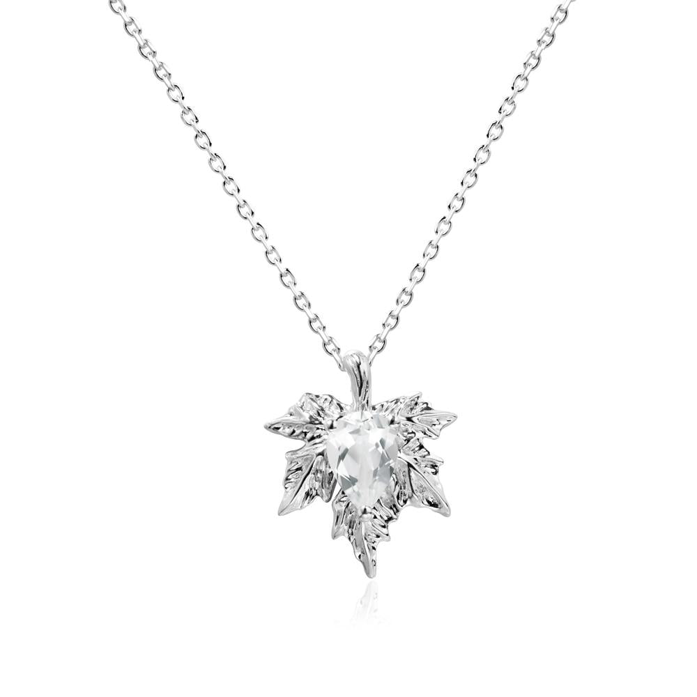 White Topaz Maple Pendant Necklace - LUO Jewelry #metal_14k white gold