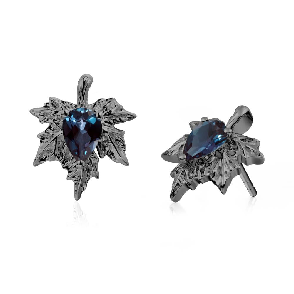 Maple Leaf Alexandrite Stud Earrings - LUO Jewelry #metal_black finish sterling silver