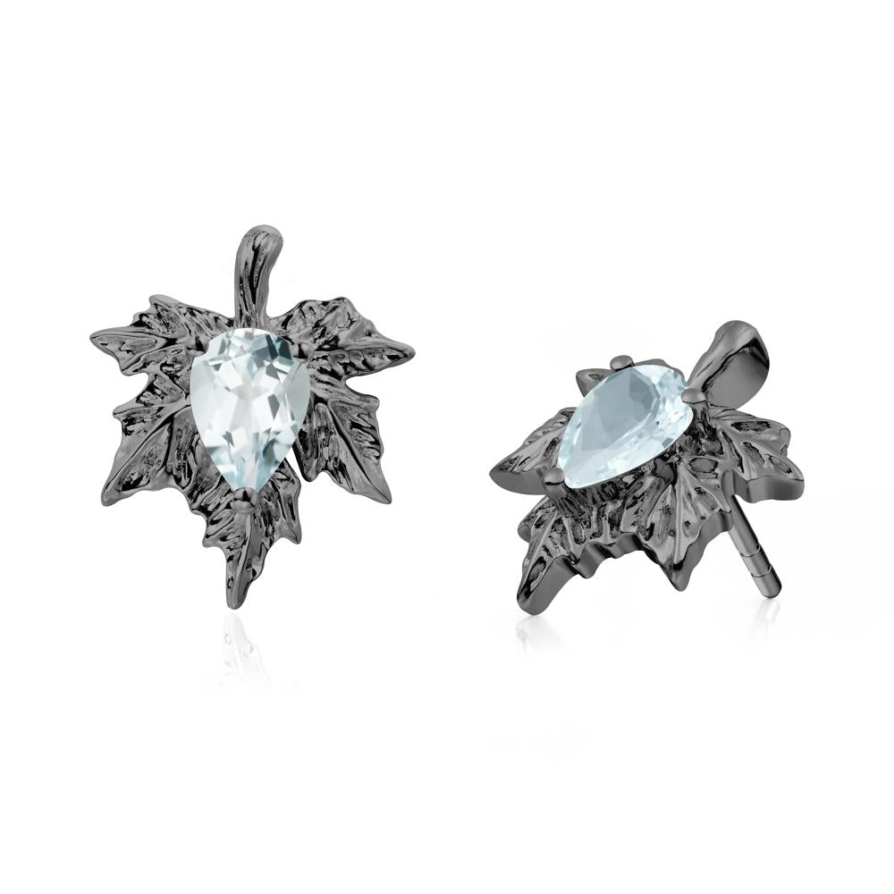 Maple Pear Shaped Aquamarine Earrings - LUO Jewelry #metal_black finish sterling silver