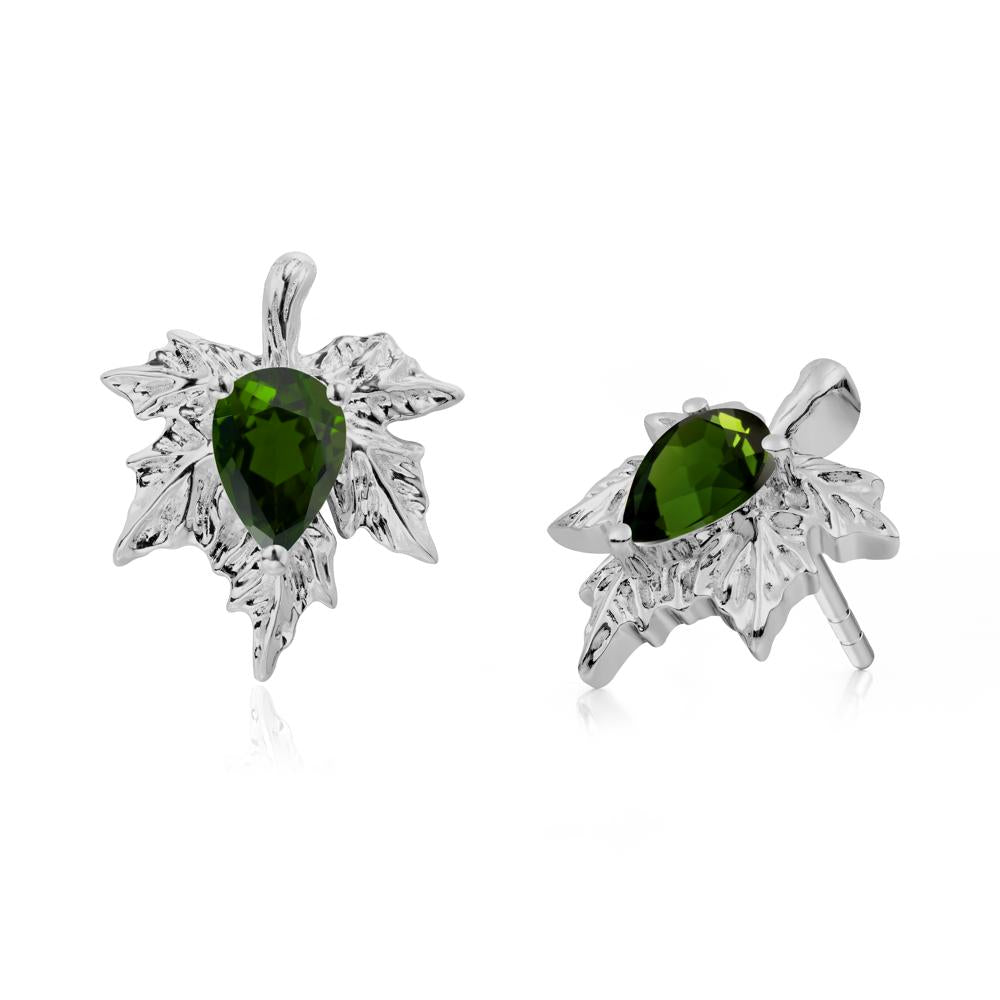 Maple Pear Shaped Diopside Earrings - LUO Jewelry #metal_platinum