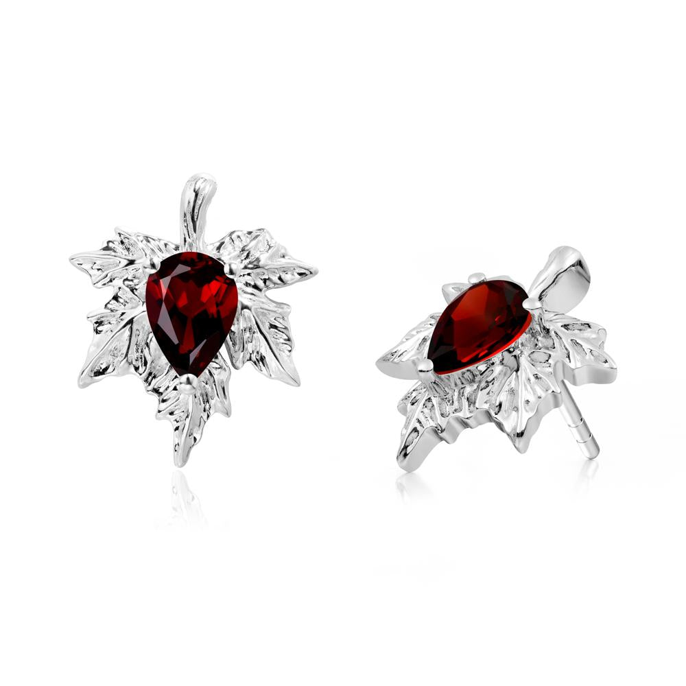 Garnet Maple Stud Earrings - LUO Jewelry #metal_14k white gold