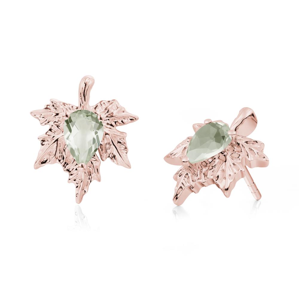 Maple Pear Shaped Green Amethyst Earrings - LUO Jewelry #metal_18k rose gold