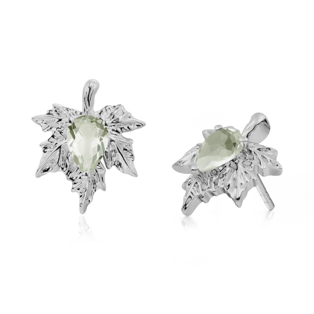 Maple Pear Shaped Green Amethyst Earrings - LUO Jewelry #metal_platinum