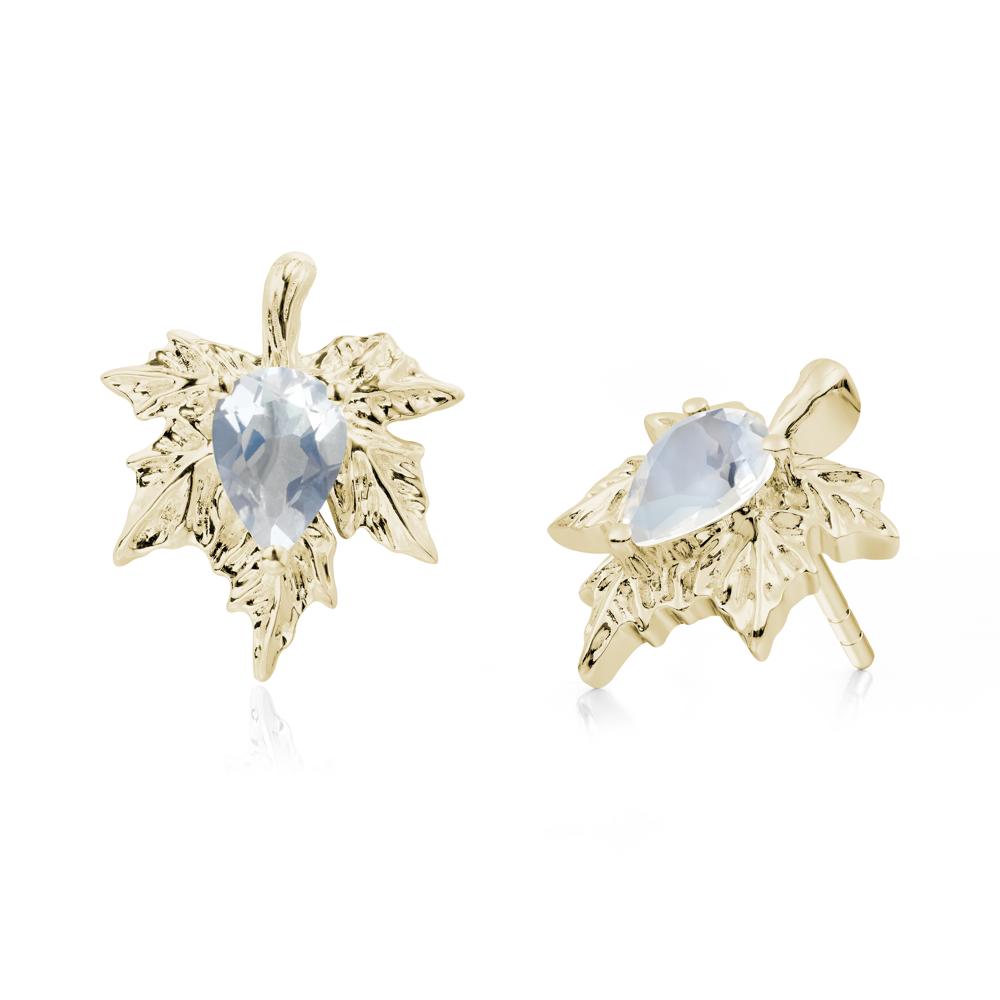 Moonstone Maple Stud Earrings - LUO Jewelry #metal_14k yellow gold
