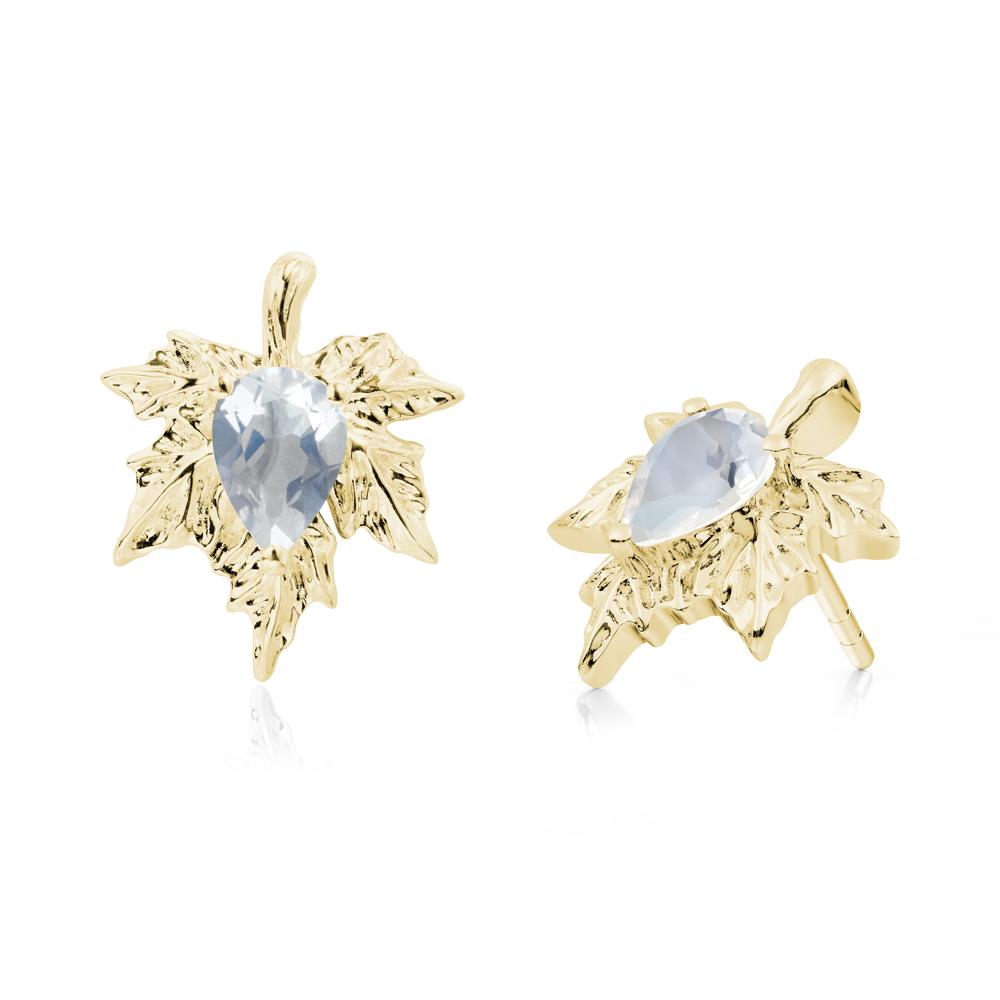 Moonstone Maple Stud Earrings - LUO Jewelry #metal_18k yellow gold
