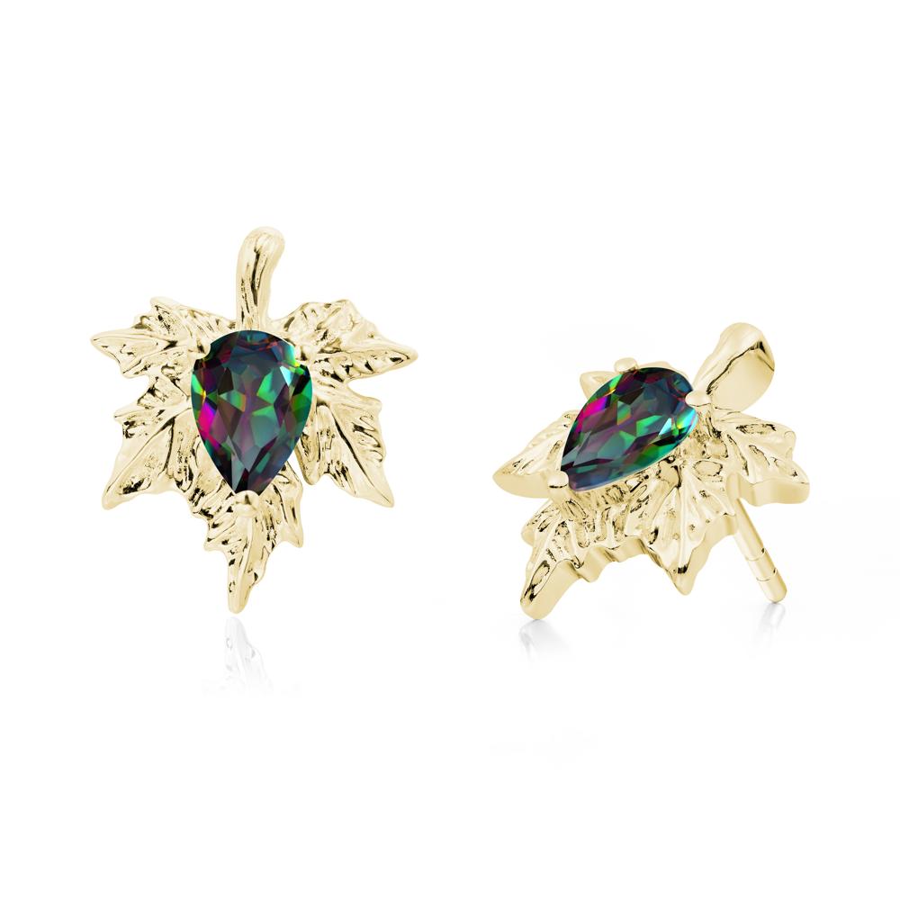 Maple Leaf Mystic Topaz Stud Earrings - LUO Jewelry #metal_18k yellow gold