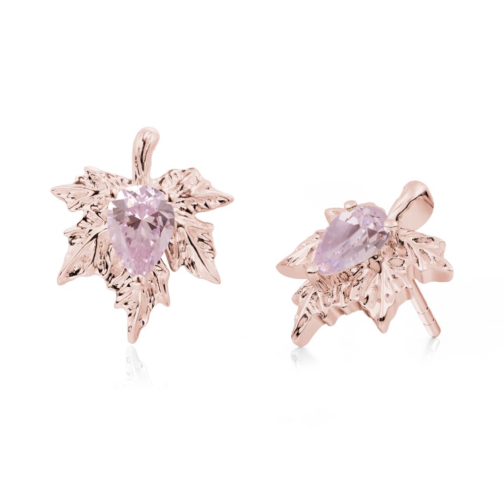 Pink Cubic Zirconia Maple Stud Earrings - LUO Jewelry #metal_18k rose gold