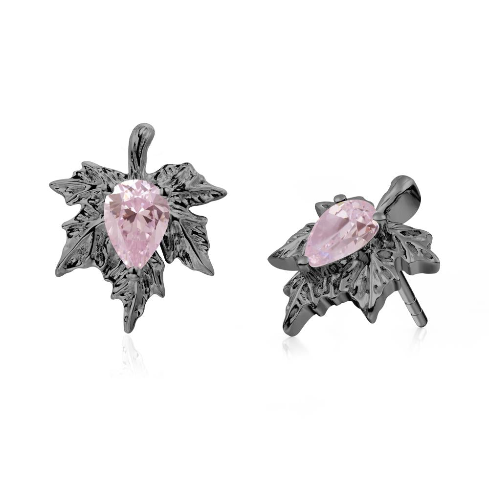 Pink Cubic Zirconia Maple Stud Earrings - LUO Jewelry #metal_black finish sterling silver
