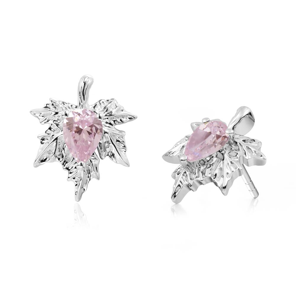 Pink Cubic Zirconia Maple Stud Earrings - LUO Jewelry #metal_sterling silver