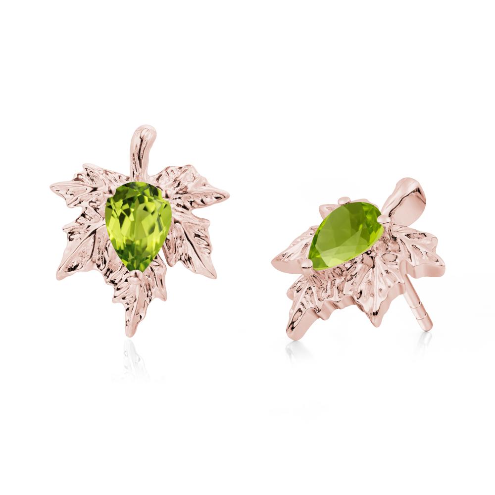 Maple Pear Shaped Peridot Earrings - LUO Jewelry #metal_18k rose gold