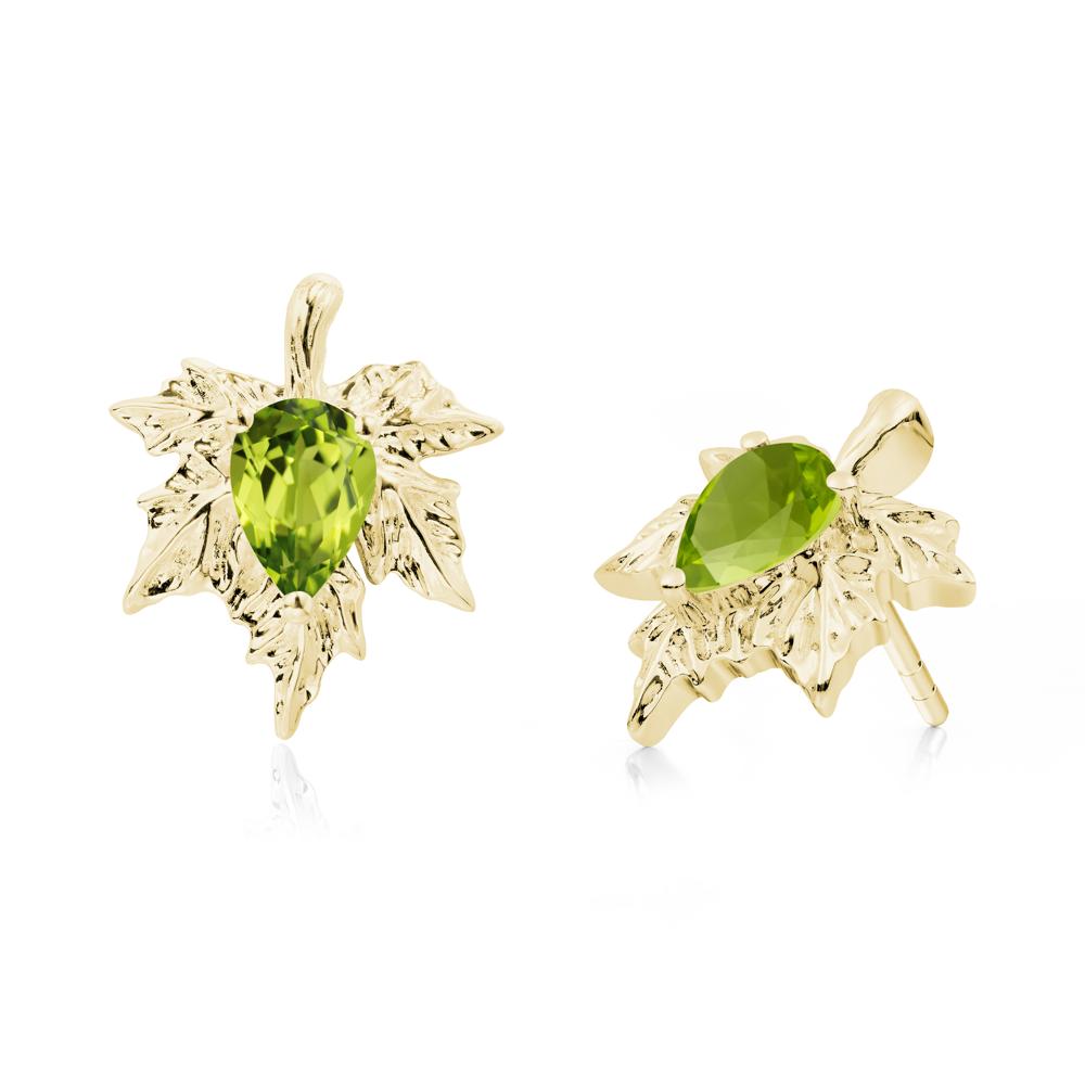 Maple Pear Shaped Peridot Earrings - LUO Jewelry #metal_18k yellow gold