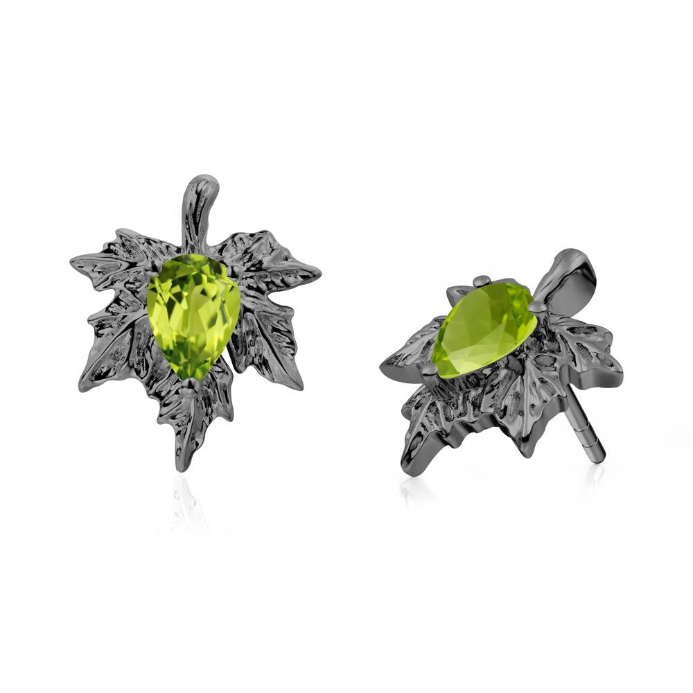 Maple Pear Shaped Peridot Earrings - LUO Jewelry #metal_black finish sterling silver