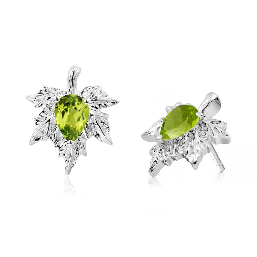 Maple Pear Shaped Peridot Earrings - LUO Jewelry #metal_sterling silver