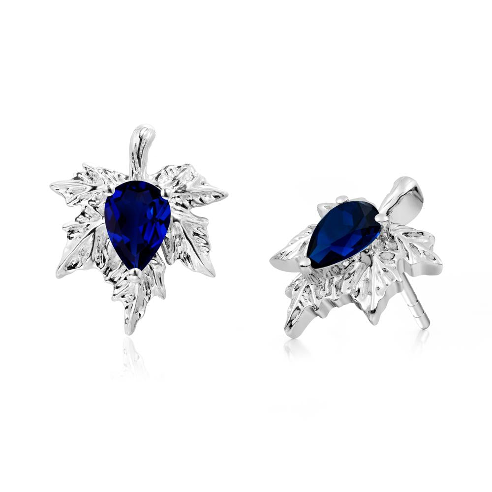 Maple Pear Shaped Sapphire Earrings - LUO Jewelry #metal_18k white gold