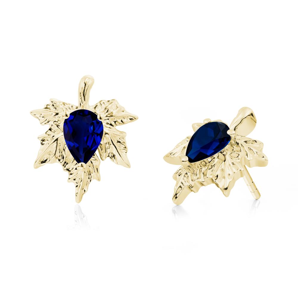 Maple Pear Shaped Sapphire Earrings - LUO Jewelry #metal_18k yellow gold