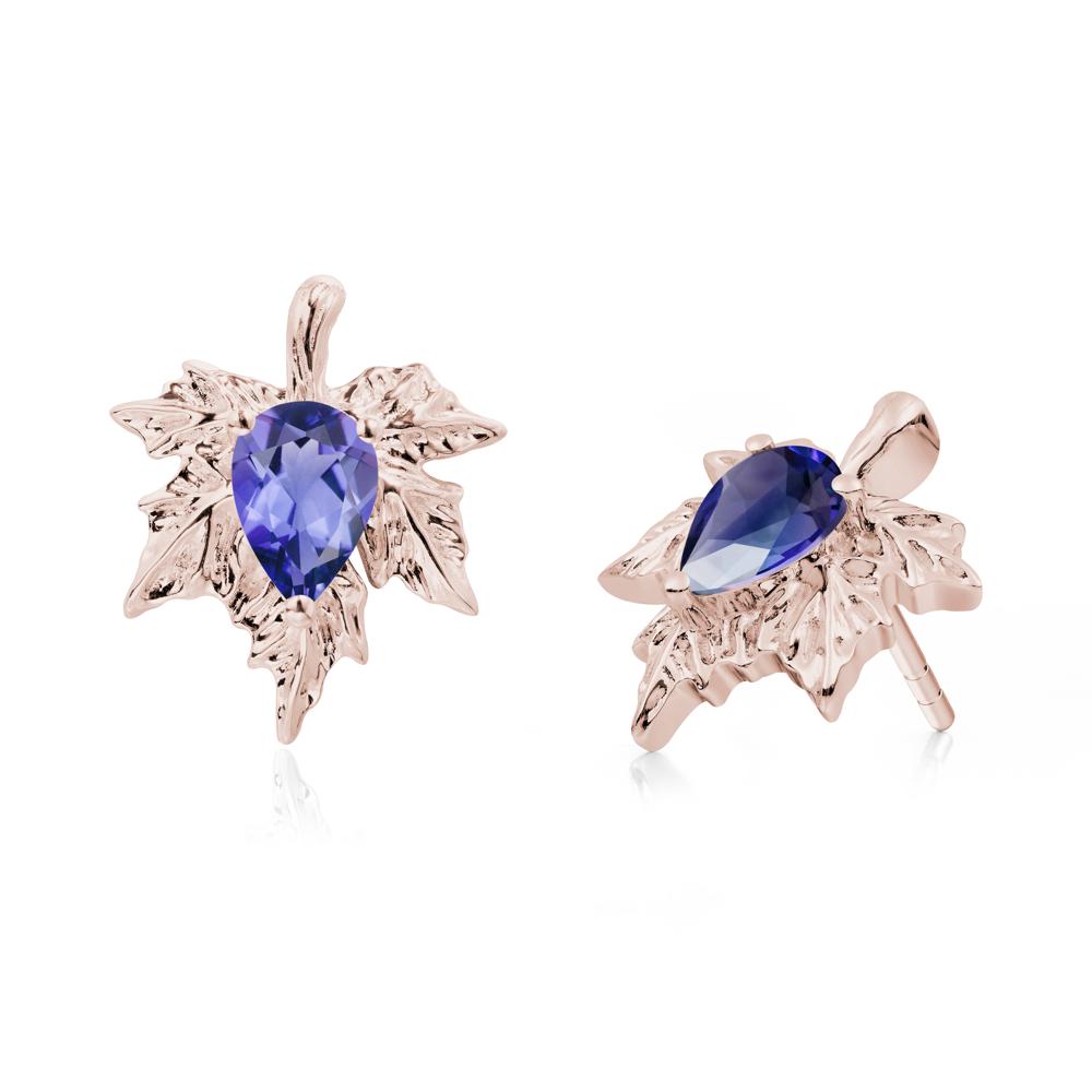 Tanzanite Maple Stud Earrings - LUO Jewelry #metal_14k rose gold
