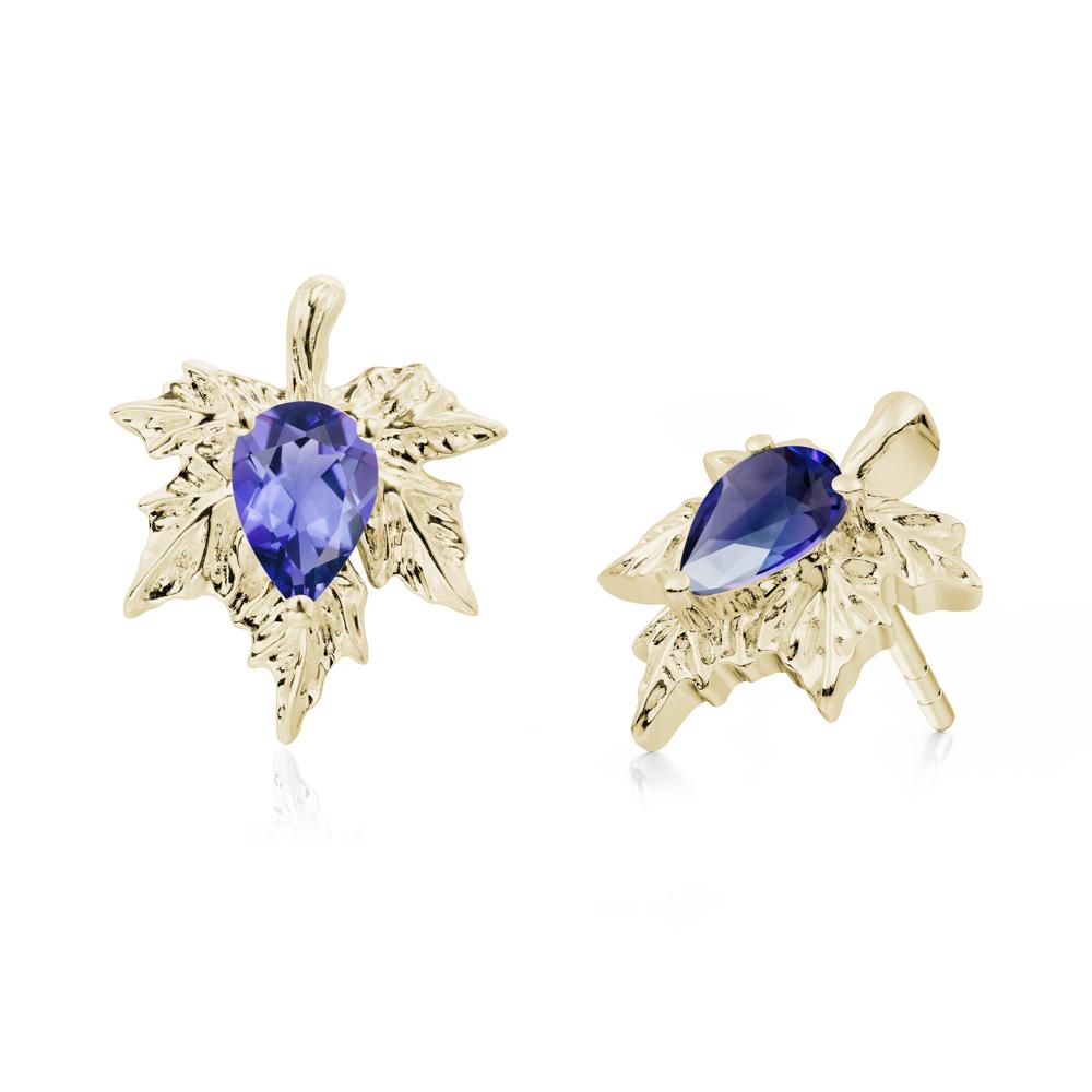 Tanzanite Maple Stud Earrings - LUO Jewelry #metal_14k yellow gold