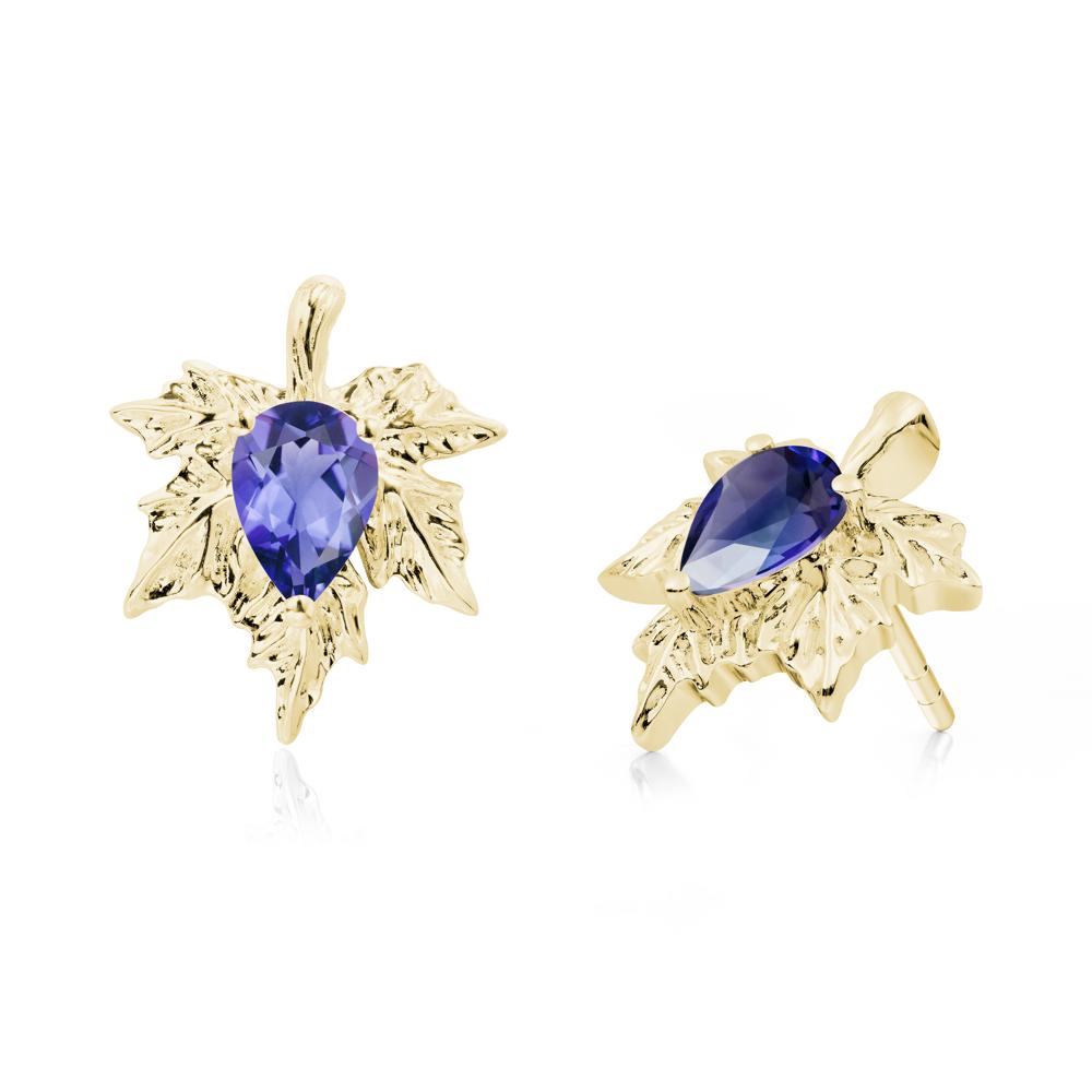 Tanzanite Maple Stud Earrings - LUO Jewelry #metal_18k yellow gold