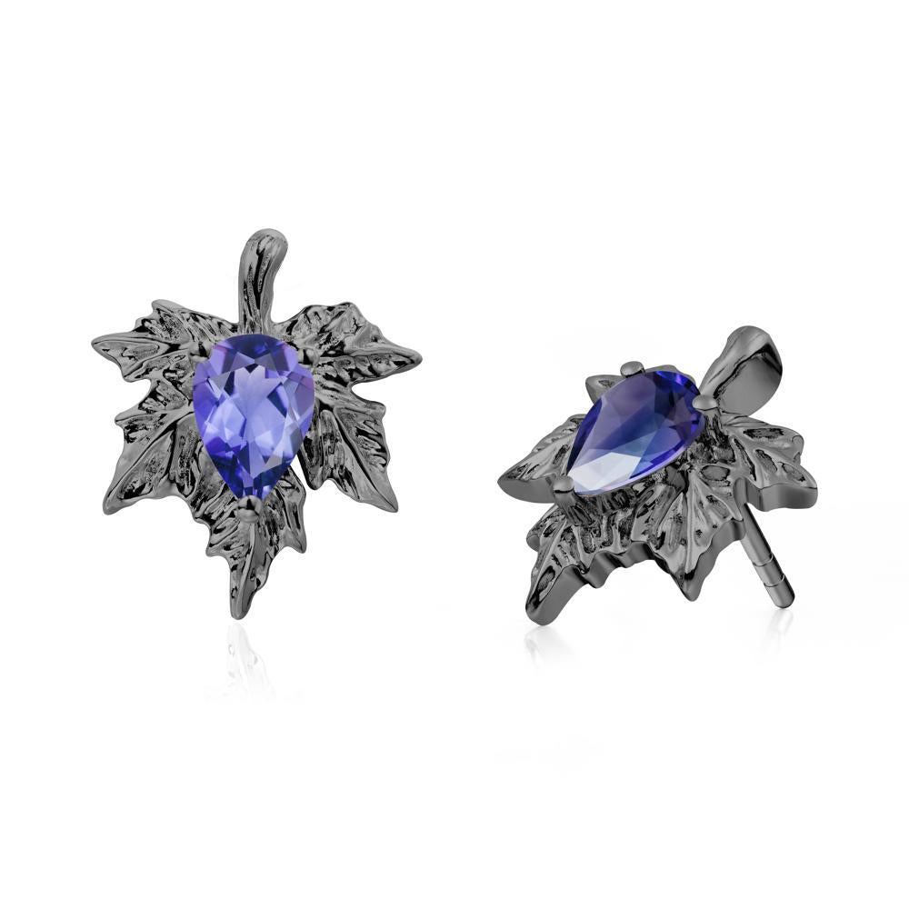 Tanzanite Maple Stud Earrings - LUO Jewelry #metal_black finish sterling silver