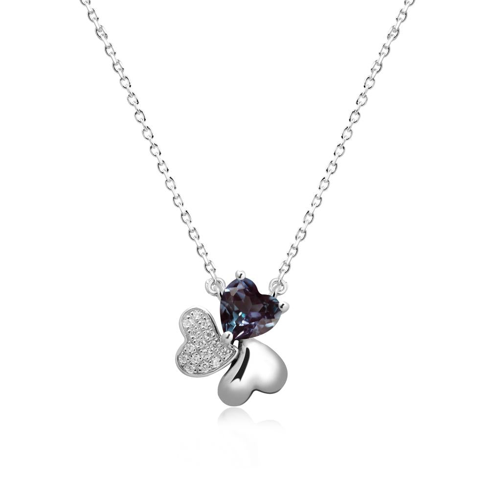 Lucky Clover Hearts Alexandrite Necklace - LUO Jewelry #metal_18k white gold