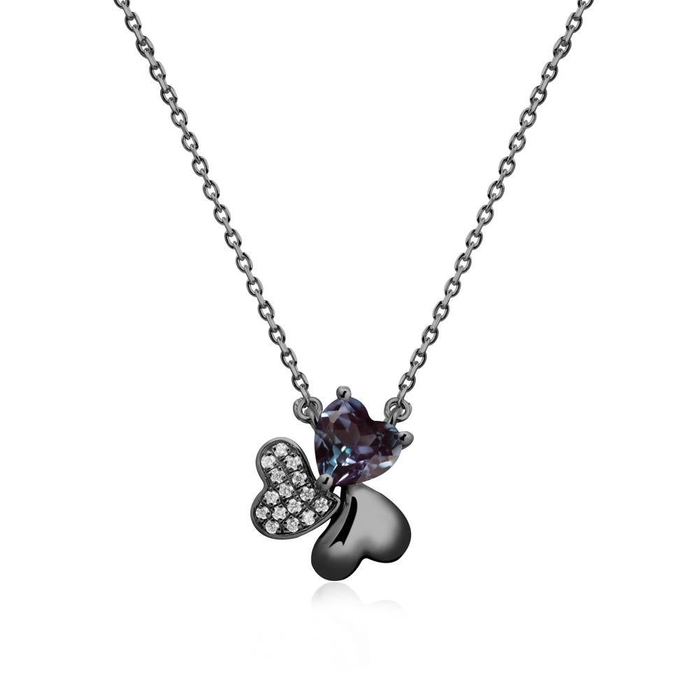 Lucky Clover Hearts Alexandrite Necklace - LUO Jewelry #metal_black finish sterling silver