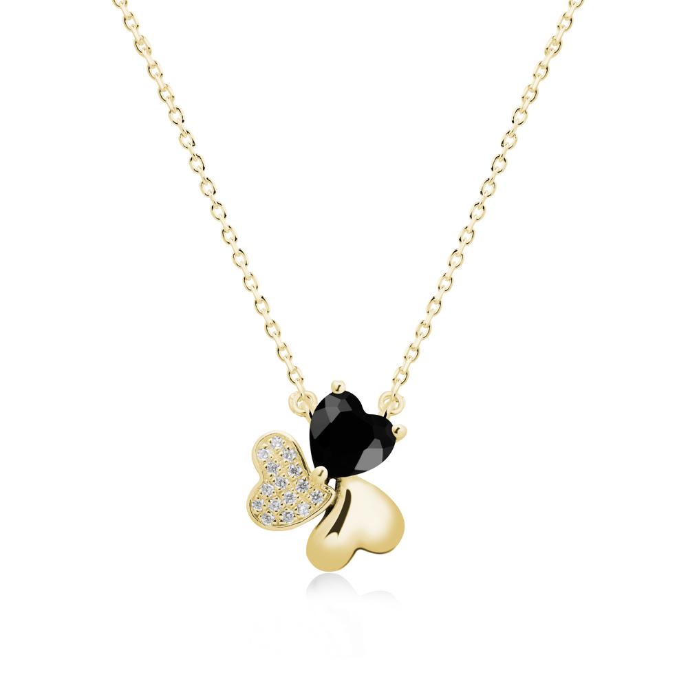 Heart Shaped Black Spinel Shamrock Necklace - LUO Jewelry #metal_18k yellow gold
