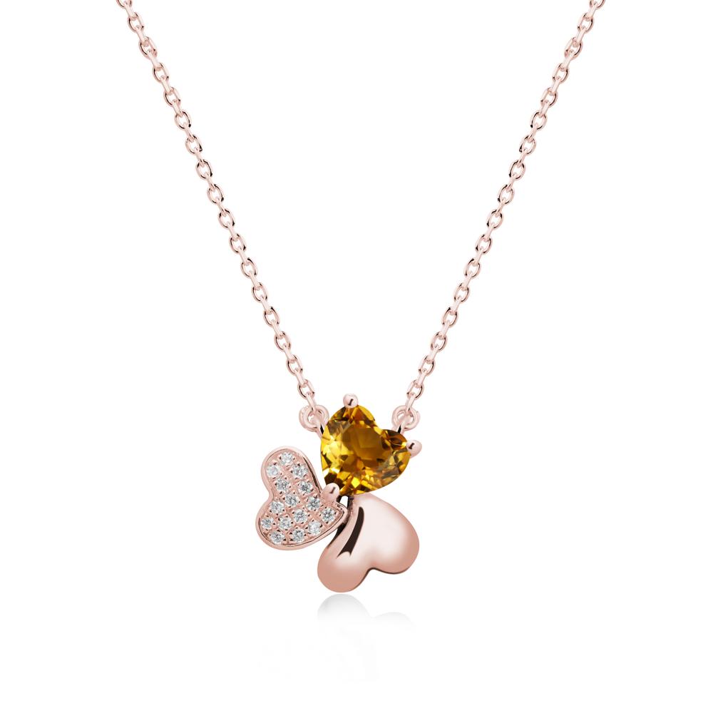 Lucky Clover Hearts Citrine Necklace - LUO Jewelry #metal_18k rose gold