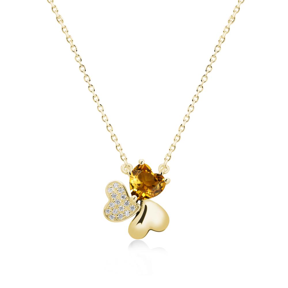 Lucky Clover Hearts Citrine Necklace - LUO Jewelry #metal_18k yellow gold