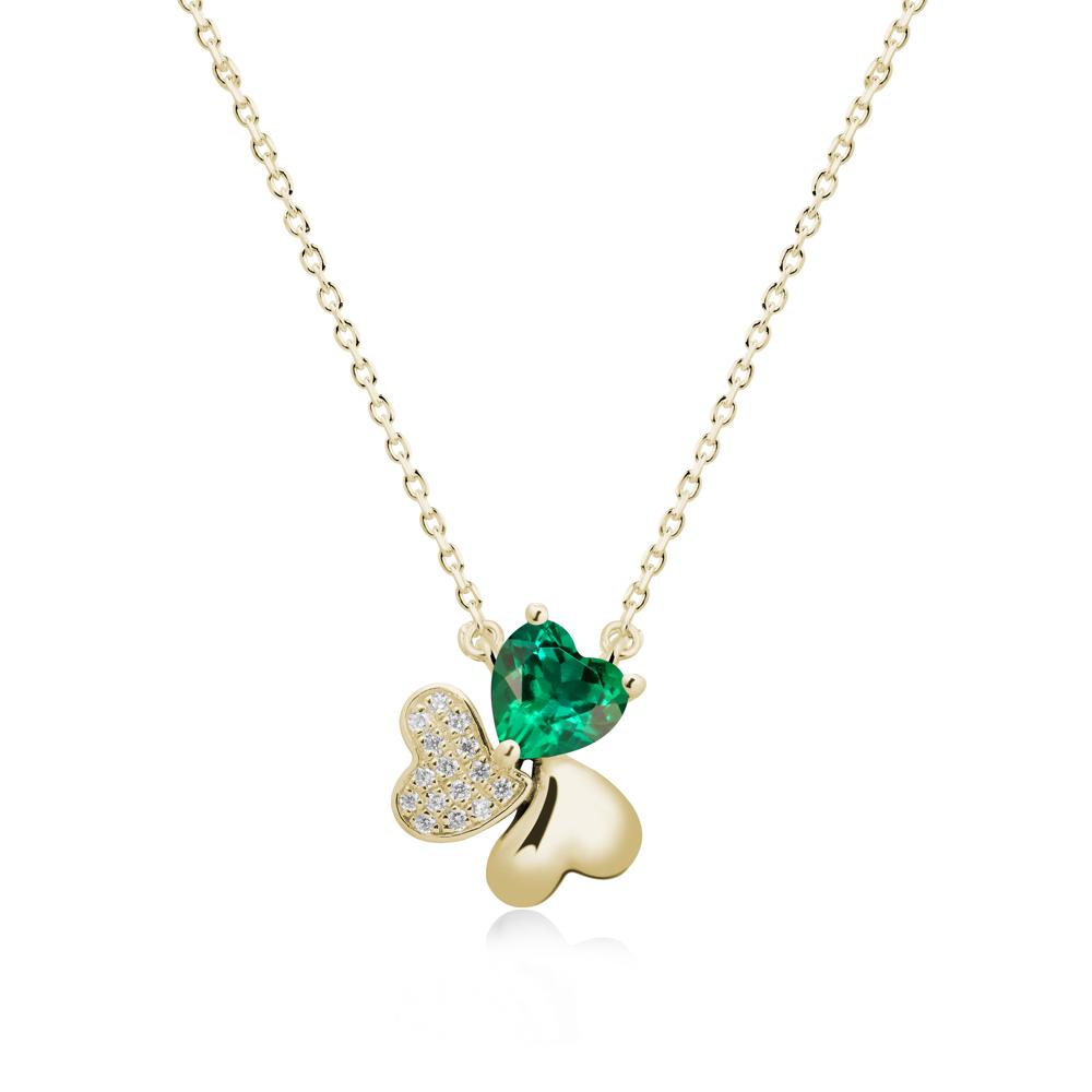 Emerald Heart Shape Shamrock Necklace - LUO Jewelry #metal_14k yellow gold