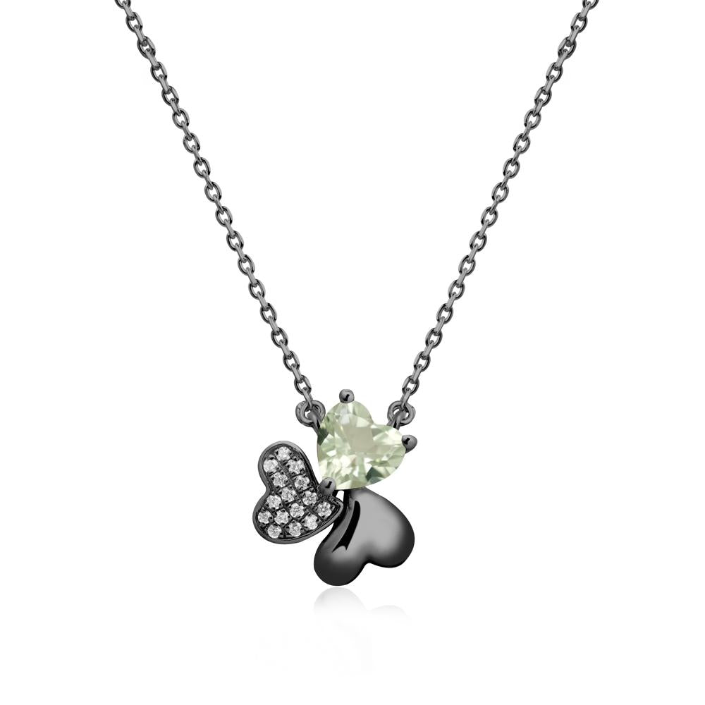 Lucky Clover Hearts Green Amethyst Necklace - LUO Jewelry #metal_black finish sterling silver