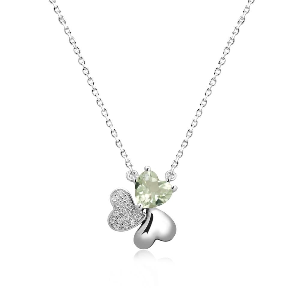 Lucky Clover Hearts Green Amethyst Necklace - LUO Jewelry #metal_sterling silver