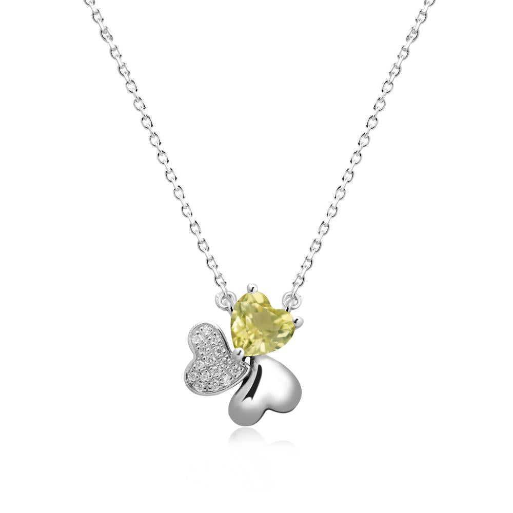 Lemon Quartz Heart Shape Shamrock Necklace - LUO Jewelry #metal_14k white gold