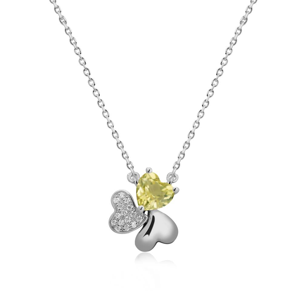 Lemon Quartz Heart Shape Shamrock Necklace - LUO Jewelry #metal_platinum