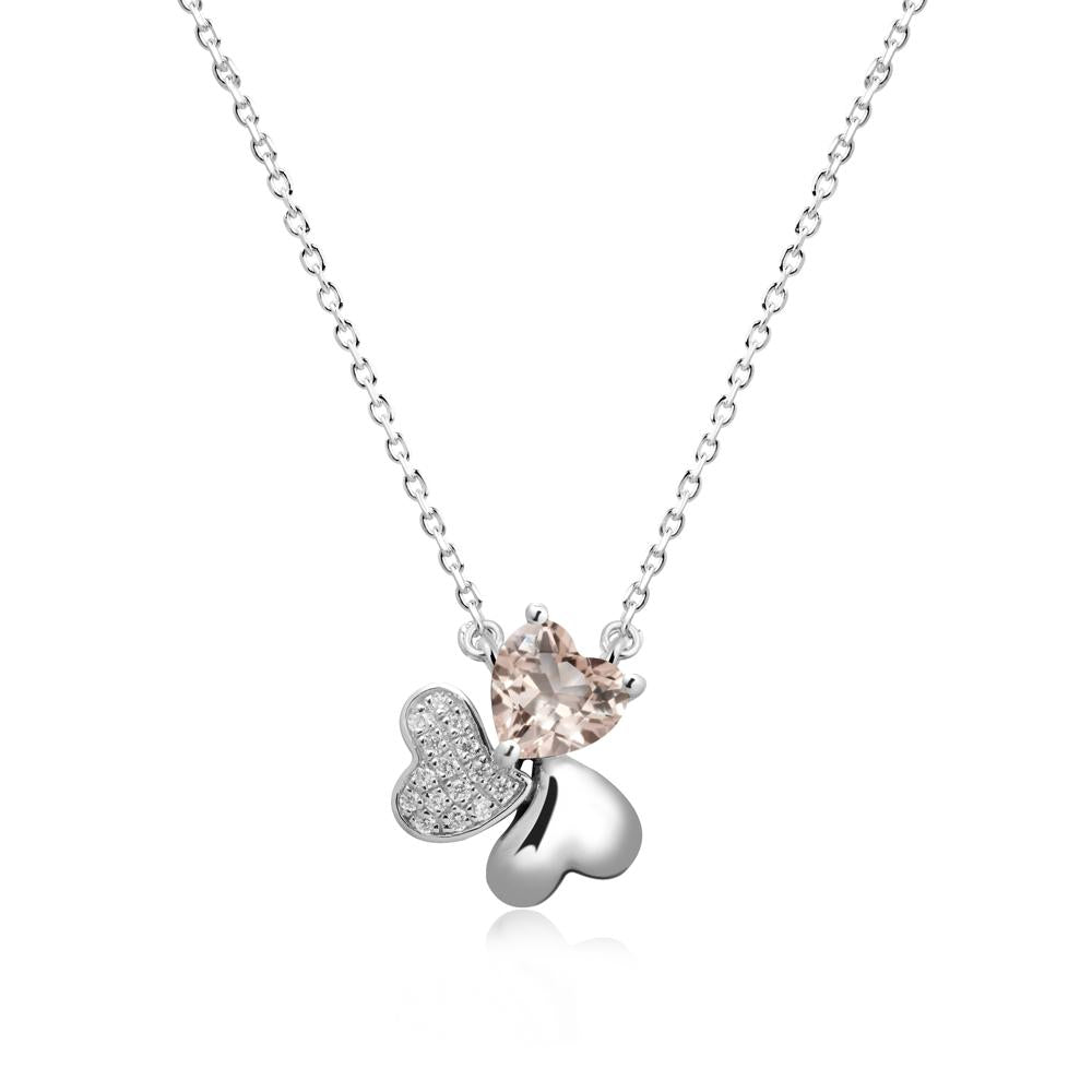 Morganite Heart Shape Shamrock Necklace - LUO Jewelry #metal_14k white gold