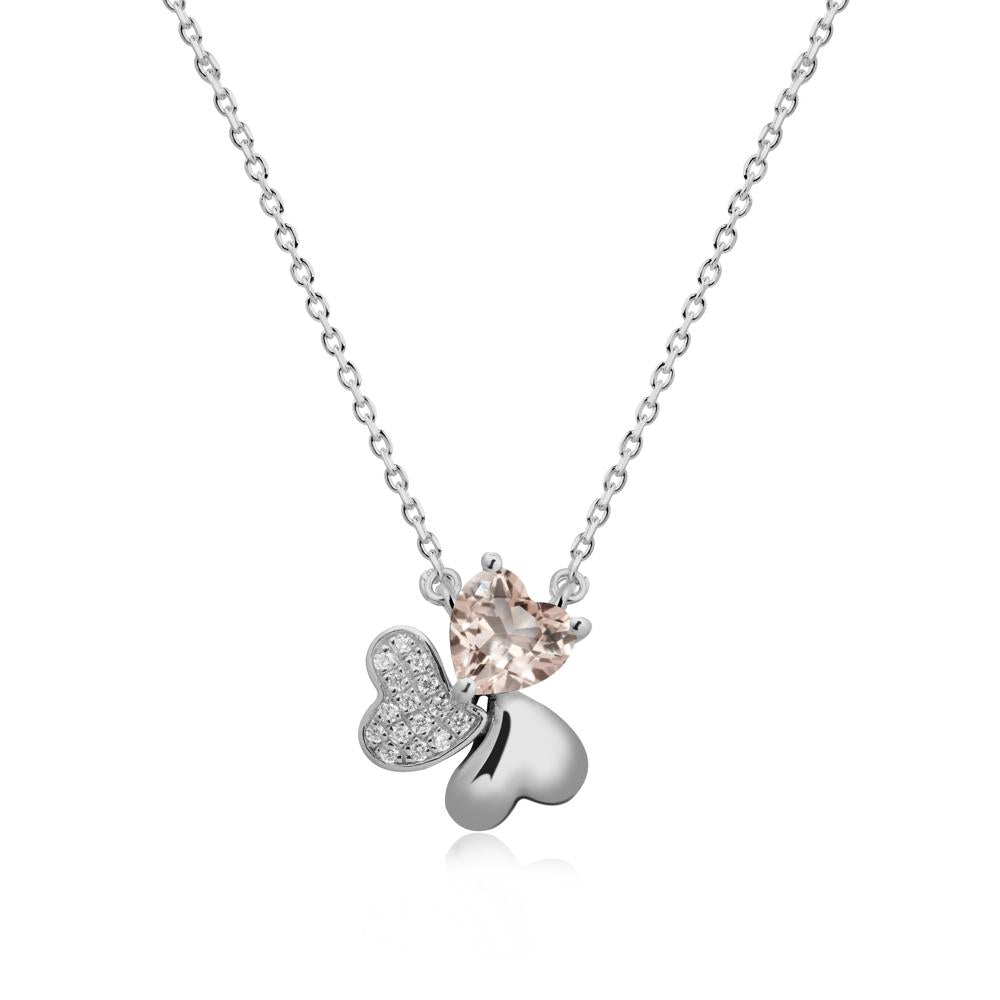 Morganite Heart Shape Shamrock Necklace - LUO Jewelry #metal_platinum