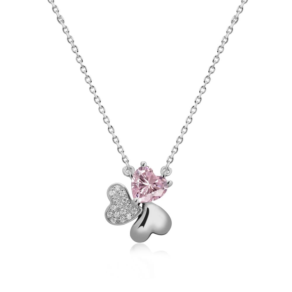 Heart Shaped Pink Cubic Zirconia Shamrock Necklace - LUO Jewelry #metal_platinum