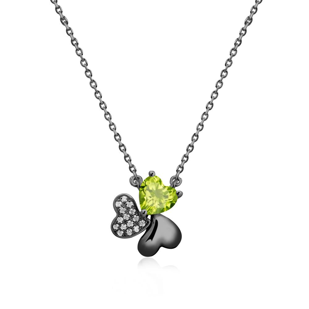 Lucky Clover Hearts Peridot Necklace - LUO Jewelry #metal_black finish sterling silver