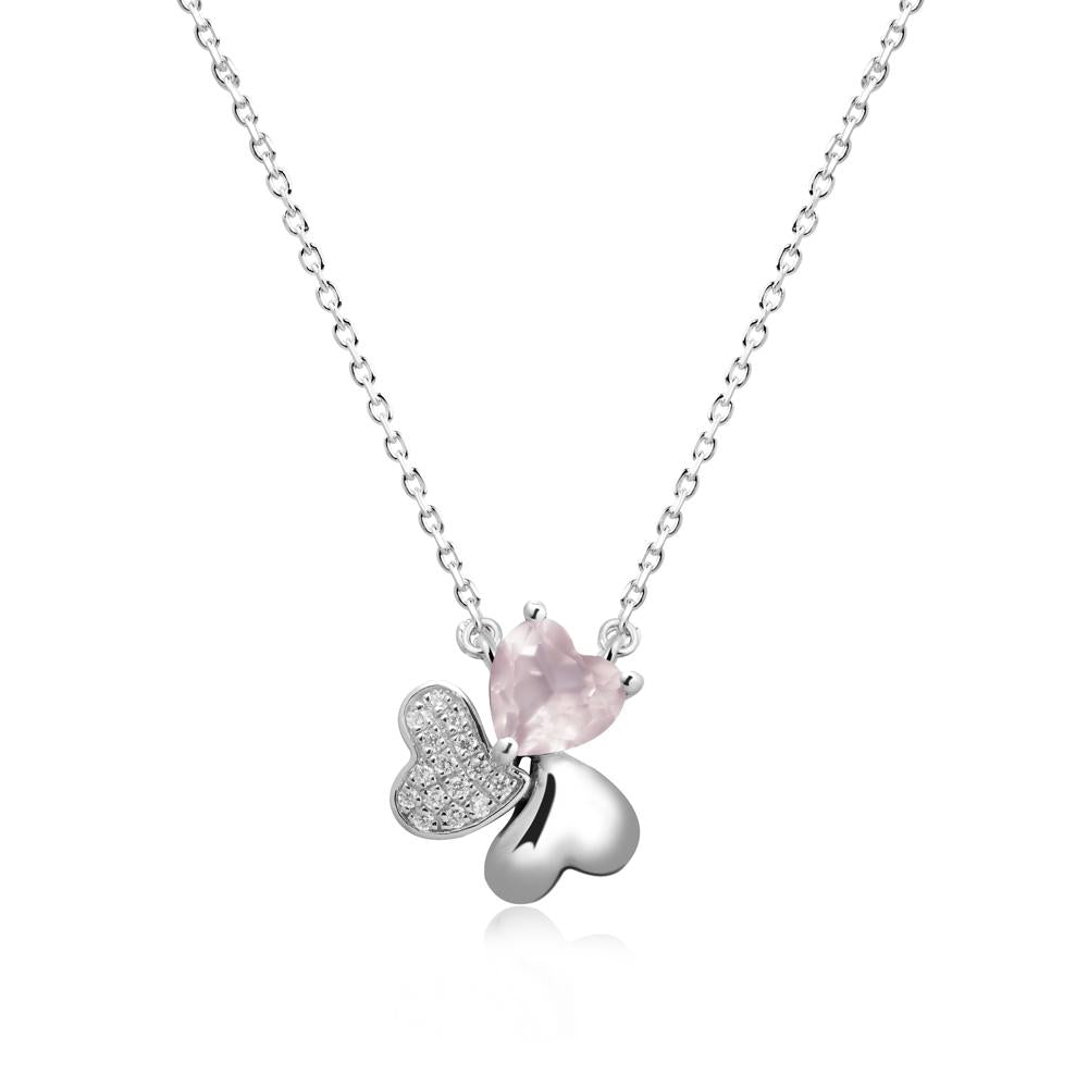 Rose Quartz Shamrock Necklace - LUO Jewelry #metal_14k white gold