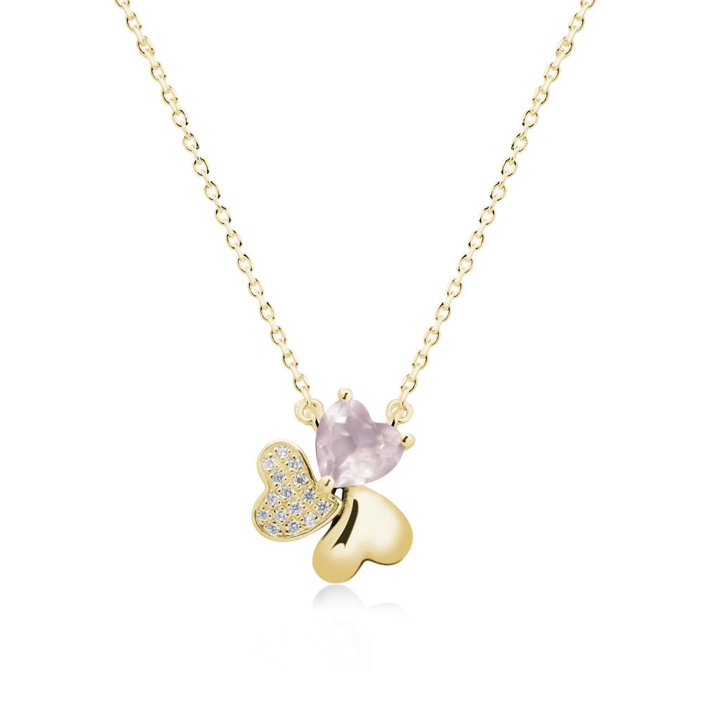 Rose Quartz Shamrock Necklace - LUO Jewelry #metal_18k yellow gold