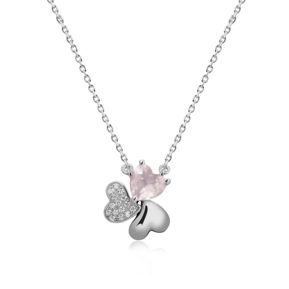Rose Quartz Shamrock Necklace - LUO Jewelry #metal_platinum